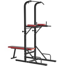 Kraftstation Dipstation Klimmzugstange Hantelbank Rücken Bauchtrainer Fitness