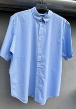 Ralph Lauren Herrenhemd Classic Fit 3XLT Kurzarm weiß-blau kariert - NEUWERTIG