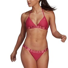adidas Neckholder Bikini gepolsterte Cups Sport Freizeit Badeanzug Pink Rosa