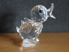 Figur Ente klein ca. 4 cm Glas geschliffenes Glas schwarze Augen Swarovski