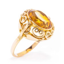Citrin Ring facettiert in Zargenfassung 585er Gelbgold 14 K Ringgröße 61