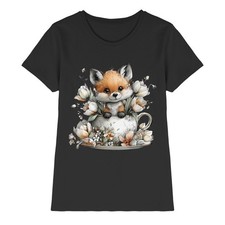 Damen T-Shirt mit Fuchs Blumen