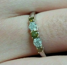 10 k RING 0,45 ct Diamant Gelb Grüne und Weiße Brillanten in 416 Gold RG 55