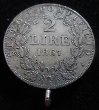 MDS VATIKAN VATICANO MÜNZANHÄNGER 2 LIRE 1867 "PIUS IX.", SILBER  #A1