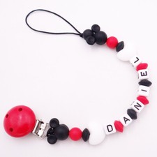 Schnullerkette mit Namen ☆ Silikon ★ süßes Design Baby Geburt Taufe Geschenk Neu