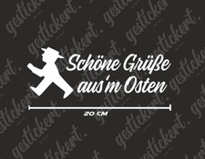 1x 20 cm Schöne Grüße aus'm Osten Aufkleber Sticker DDR Trabant Auto Trabbi