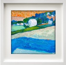 ORIGINAL GERAHMTES ÖLGEMÄLDE NEU 43cm Landschaft STILLLEBEN SKIZZE KUNST vom Künstler