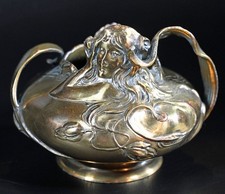 Jugendstil Vase mit Frau und Seerosen, evtl. Bronze, art nouveau