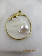 Anhänger Mabe Perle mit Plister ummantelt 585 Gold L 5,5 cm B 3,5 cm  20 gr.