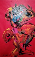 Orig. Ölg. mit Widmung von