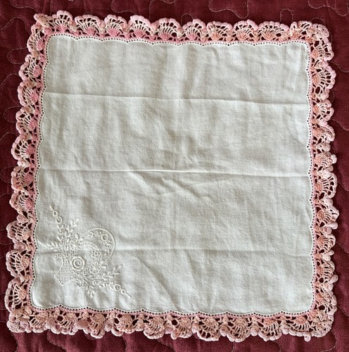 Taschentuch mit rosa spitze - taschentuch,