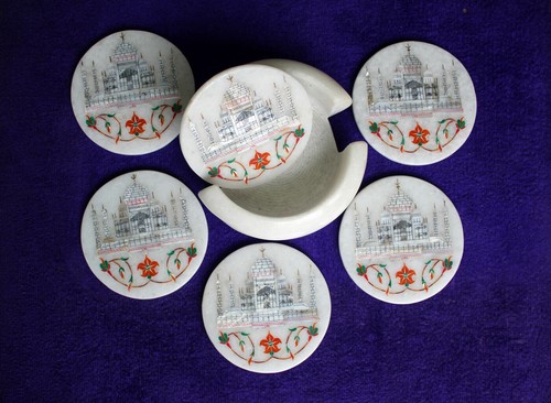 Marmor untersetzer set inlay - marmor,