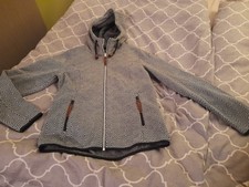 ICEPEAK Strickfleece Jacke, Blau-grau-creme, Gr. M, Kapuze, Neuwertig, Damen