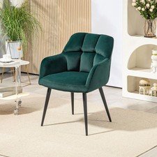 HOMCOM Sessel Loungesessel mit Armlehne, Samtoptik für Wohnzimmer, Dunkelgrün