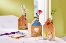 Dekovasen Häuser 3er-Set Blumenvase Dekovase Vase Reagenzglas Holz