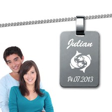 SILBERPOINT, STERNZEICHEN KETTE MIT GRAVUR-925er STERLING SILBER-TOP QUALITÄT