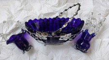 Vintage kobalt blau - glas, set