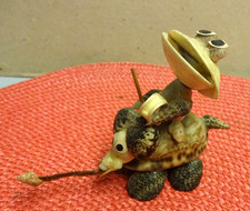 Vintage Bommelkopf Muschel Schildkröte Figur  Muscheltier Muschelfigur