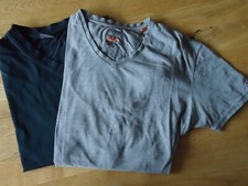 emilio adani + Enrico Mori 2 Kurzarm Shirt/Basic Gr. L V-Ausschnitt Schwarz+Grau