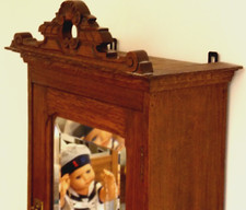 Jugendstil Wand Schränkchen Spiegel Messing Haken Leiste antik Eiche 80x40x20