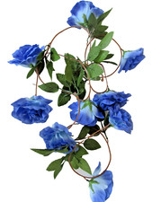 ROSENGIRLANDE 2,40m 9 blaue Blüten Treue Deko Merry Christmas Weihnacht Geschenk