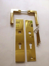 SCHUTZBESCHLAG MESSING massiv NEU Haustür 92 Etagentür 72 Drücker/Drücker