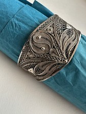 Antik Armreif feine Arbeit Silber Armspange Armband 4 cm breit Rarität