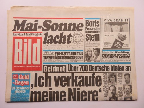 Bild zeitung vom - zeitung, 02.05.1989