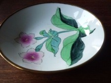 2 Schalen JAPAN Porzellan Bronze Blumen bis 18,5 cm Schmetterlinge Teller Schale