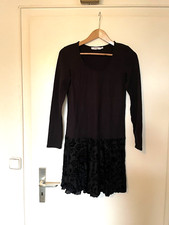 Myrine  hochwertiges Damen  Kleid  Langarm schwarz  mit Samt  Gr. XS