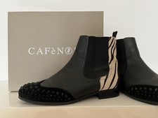 Café Noir Chelsea Boots Stiefel Gr.40 Schwarz Nieten Zebrafell Echtleder
