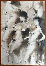 K. Fess…. ‚ AktTrilogie‘ (3 Aktgruppen), Tusche/Aquarell, signiert 1970-er.