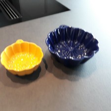 Backform Blume blau und gelb aus Keramik, neu unbenutzt hing nur an der Wand