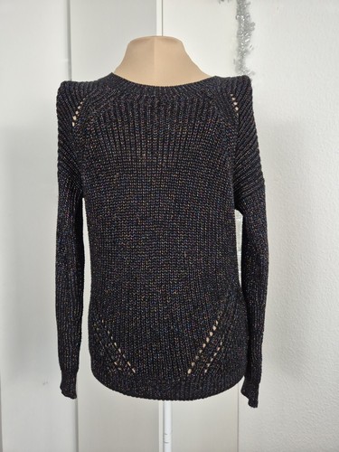 Schwarzer ajour strickpullover - ajour,