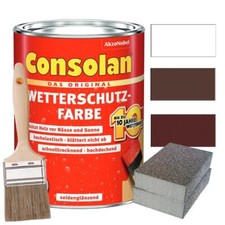 Consolan Wetterschutzfarbe Set 5 l Holzfarbe Dauerschutz Deckend alle Farben