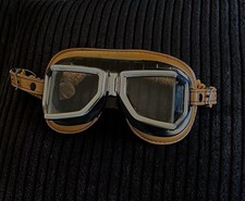 Climax 513S Oldtimer Motorradbrille Fliegerbrille mit Lederpolster Vintage