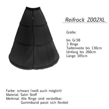 Reifrock Petticoat Unterrock Gr.32-58 in schwarz 2-3 Ringe Brautkleider 20LF