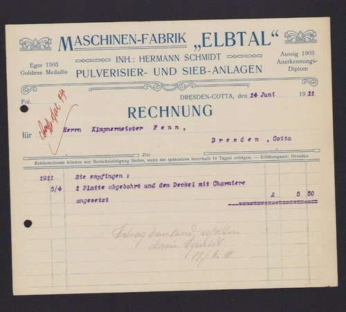 Dresden cotta rechnung 1911 - dresden-cotta,,