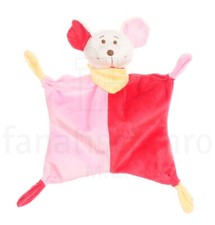 bambia Sunkid Schmusetuch Maus rot rosa Baby Kuscheltuch Mouse mit Halstuch gelb