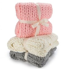 Grob gestrickte Kuscheldecke 180x120 Grobstrick Wolldecke Strickdecke Tagesdecke