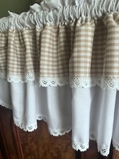 Scheibengardinen Landhaus Shabby  Bistrogardine Farbauswahl Rot Beige Grün Grau