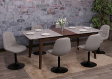 B-Ware 6er-Set Esszimmerstuhl MCW-A60, Drehstuhl Stoff Bouclé 450g/m², grau