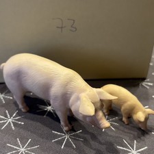 Schleich  13287 Schwein Eber, alt ( 2003 ) + 13290 Ferkel