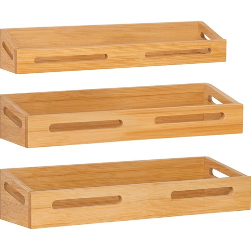 Gewürzregal 3er set bambus - gewürzregal,
