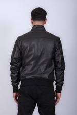 BOMBER LEDER HERREN SCHWARZ