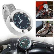 7/8"" Chrom Motorrad Uhr Uhren Wasserdicht für Motorrad Lenkeruhr Fahrrad