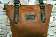 TIGNANELLO DAMEN KLEINE ECHT LEDER HAND TASCHE BRAUN PATINA