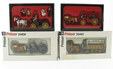 4x Preiser Kutsche Brauereiwagen Dampfspritze 1:87 für Eisenbahn Pferd Figur