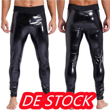 DE~iEFiEL Herren Leder Leggings Glanz Lackleder Hose Skinny Strumpfhose Clubwear