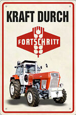Blechschild Schild 20x30cm - Kraft durch Fortschritt ZT Traktor Trecker DDR